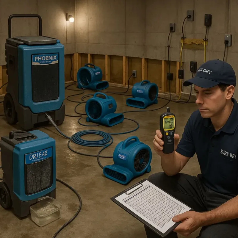 Structural Drying and Dehumidification process in Kleberg County, TX